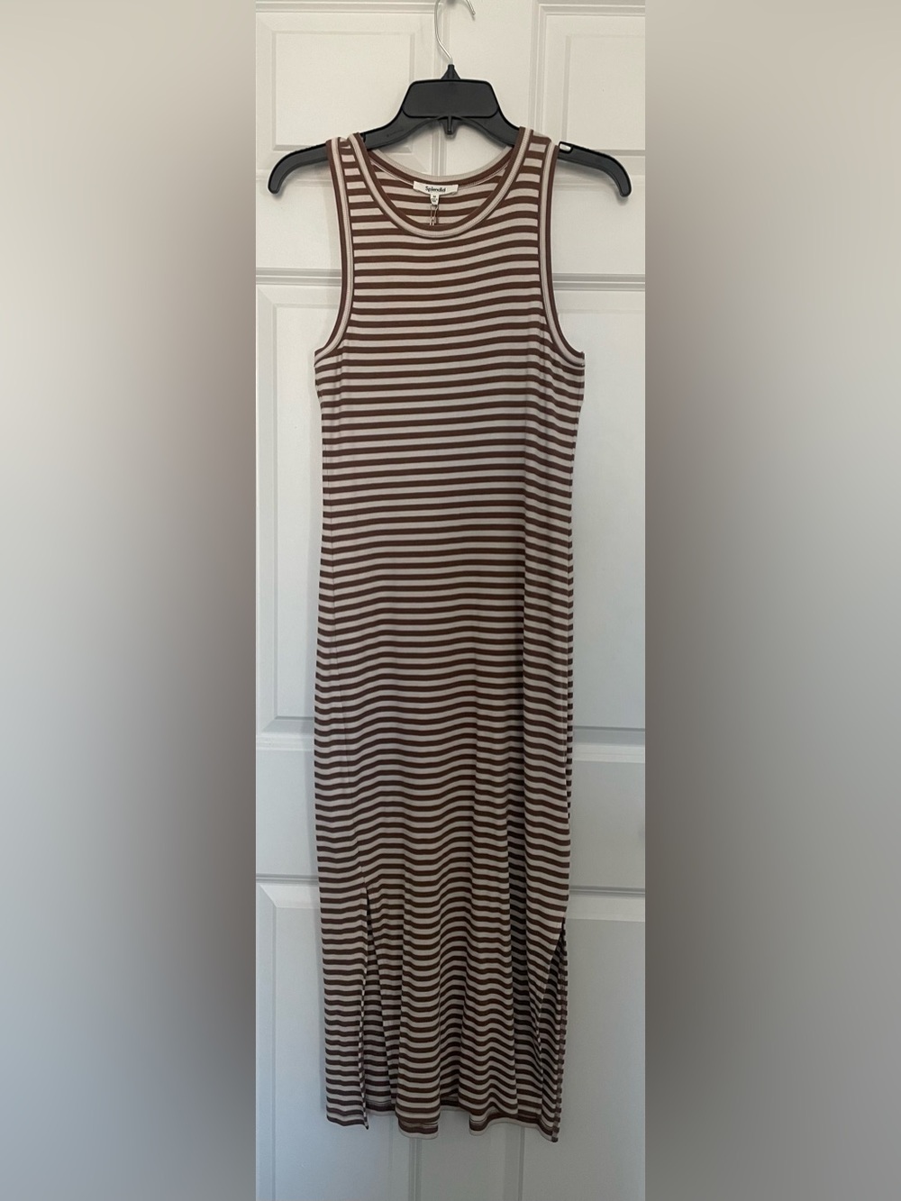 Splendid Brown and Cream Striped Maxi Dress